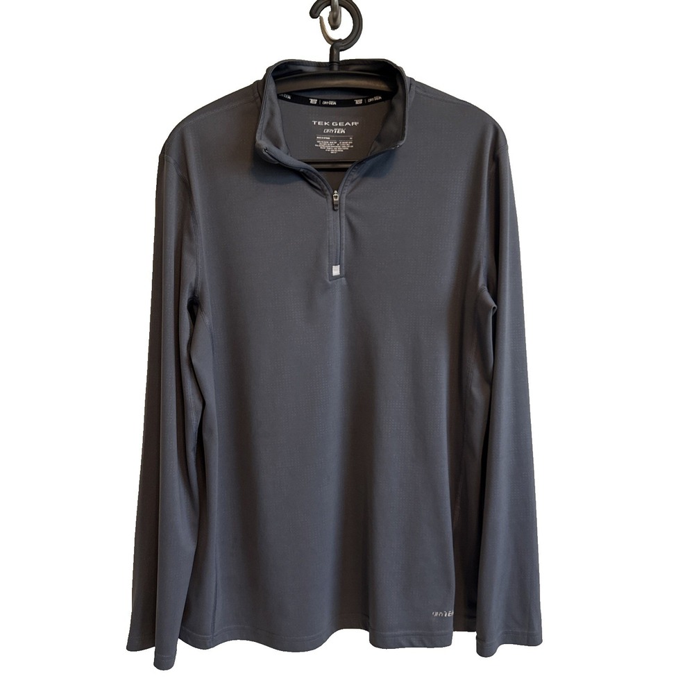 Tek Gear Mens Dry-Tek 1/4 Zip Long Sleeve Shirt M Activewear Moisture Wicking